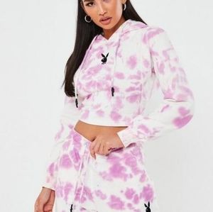 Playboy Tie dye cropped hoodie